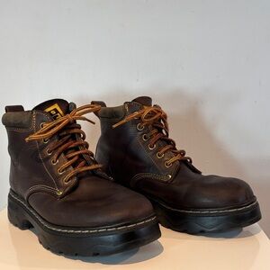 Vintage Rare Roots Tuff Leather 90s Boots Chunky sole size W7 Hiking Boots
